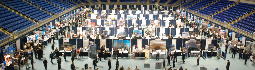 view of jordan center floor during a e career fair