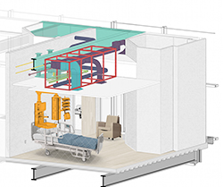 Computer rendering of patient room in hospital