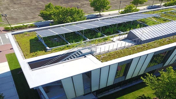 aerial view of green roof top